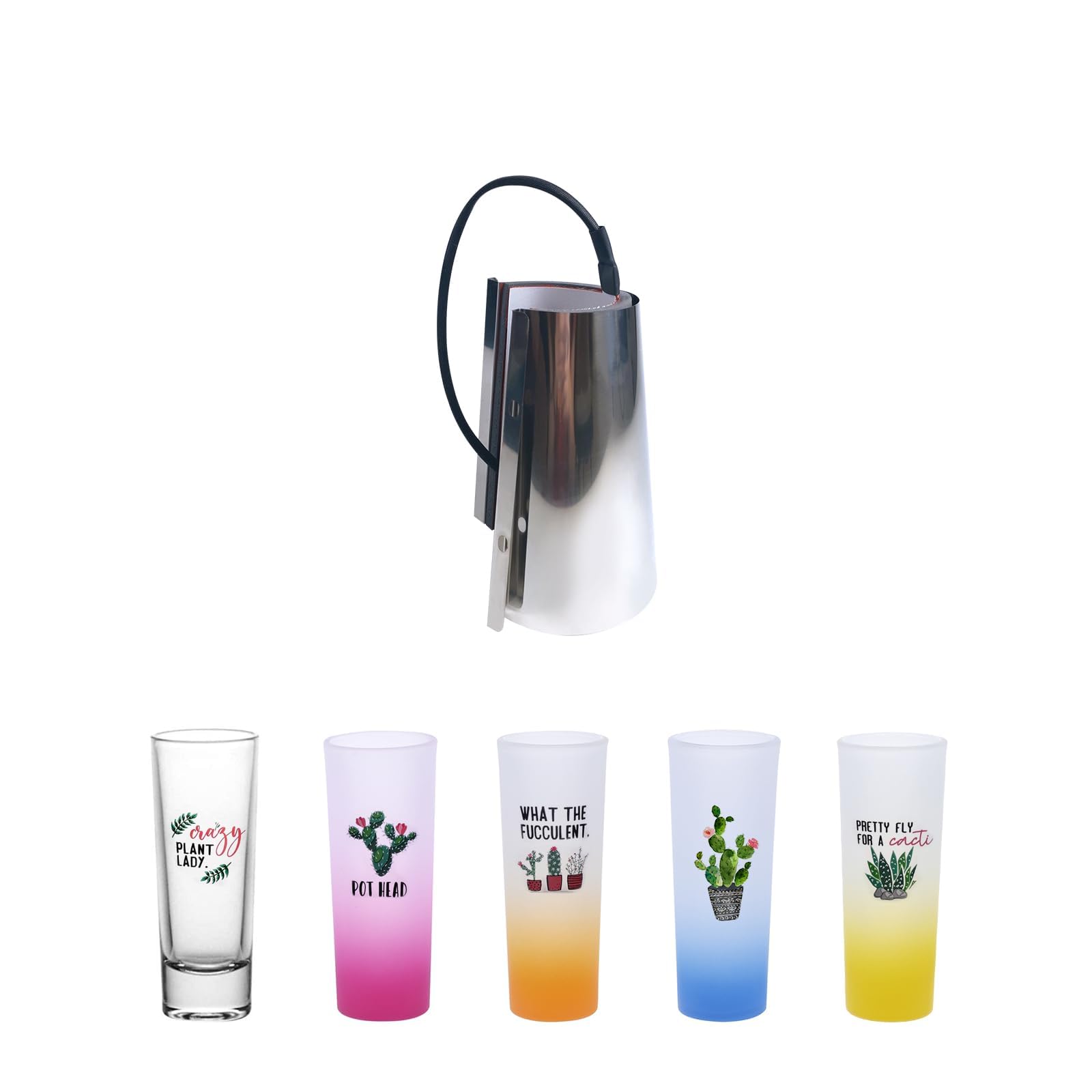 Accesorio de transferencia térmica BetterSub para prensa de tazas, gel de sílice, 110 V, para máquina de prensado térmico, sublimación, forma cónica, vaso de chupito de 85 ml