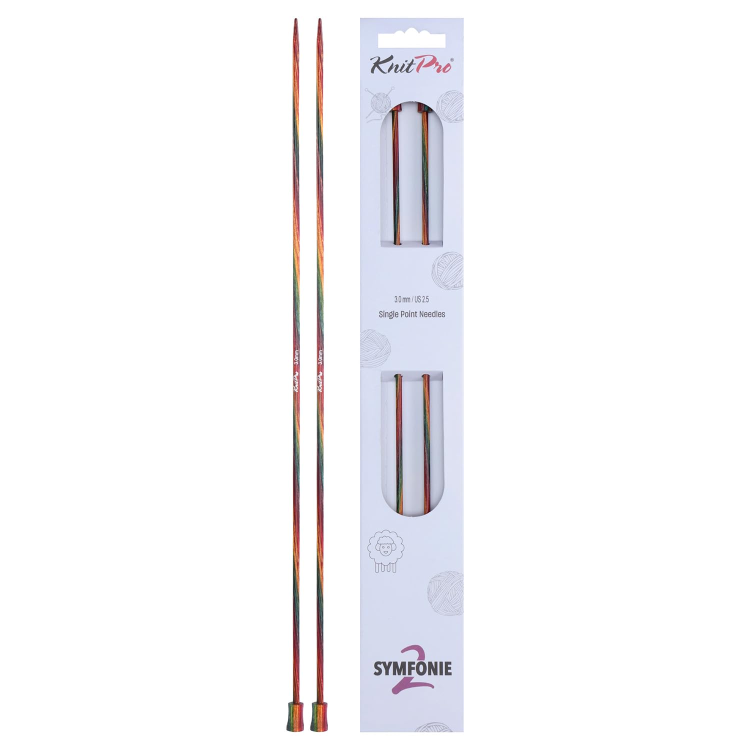 KnitPro Symfonie 2 Single Pointed Needles 10" (25cm) | 3mm