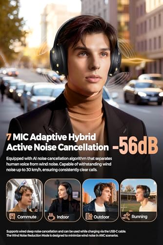 SoundPEATS Cove Pro Wireless Over-Ear Headphones w/ ANC & LDAC (Black) - image 2