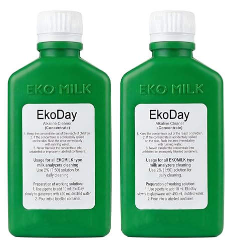 Eko Day Milk Analyser Dairy Cleaning Solution For Lactosan Daily Cleaner Liquid | Removes Milk Residues, Grease Buildup | Keep Vessels Clean | 100% Non-Toxic | For All Milk Analyzers (Pack Of 2)