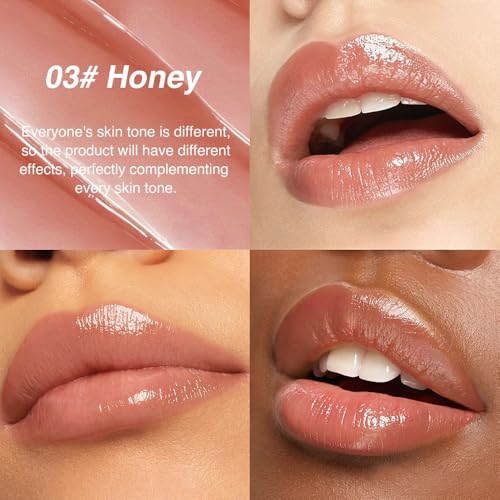 Image of evpct 2Pcs Nude Honey Lipstick Moisturizing Tinted Lip Balm for Older Women | Hydrating Formula Tinted Lip Oil Stick, Sheer Lightweight Softening, Shine Glowy Lipgloss Lips Color Tint Stain, Cruelty-Free
