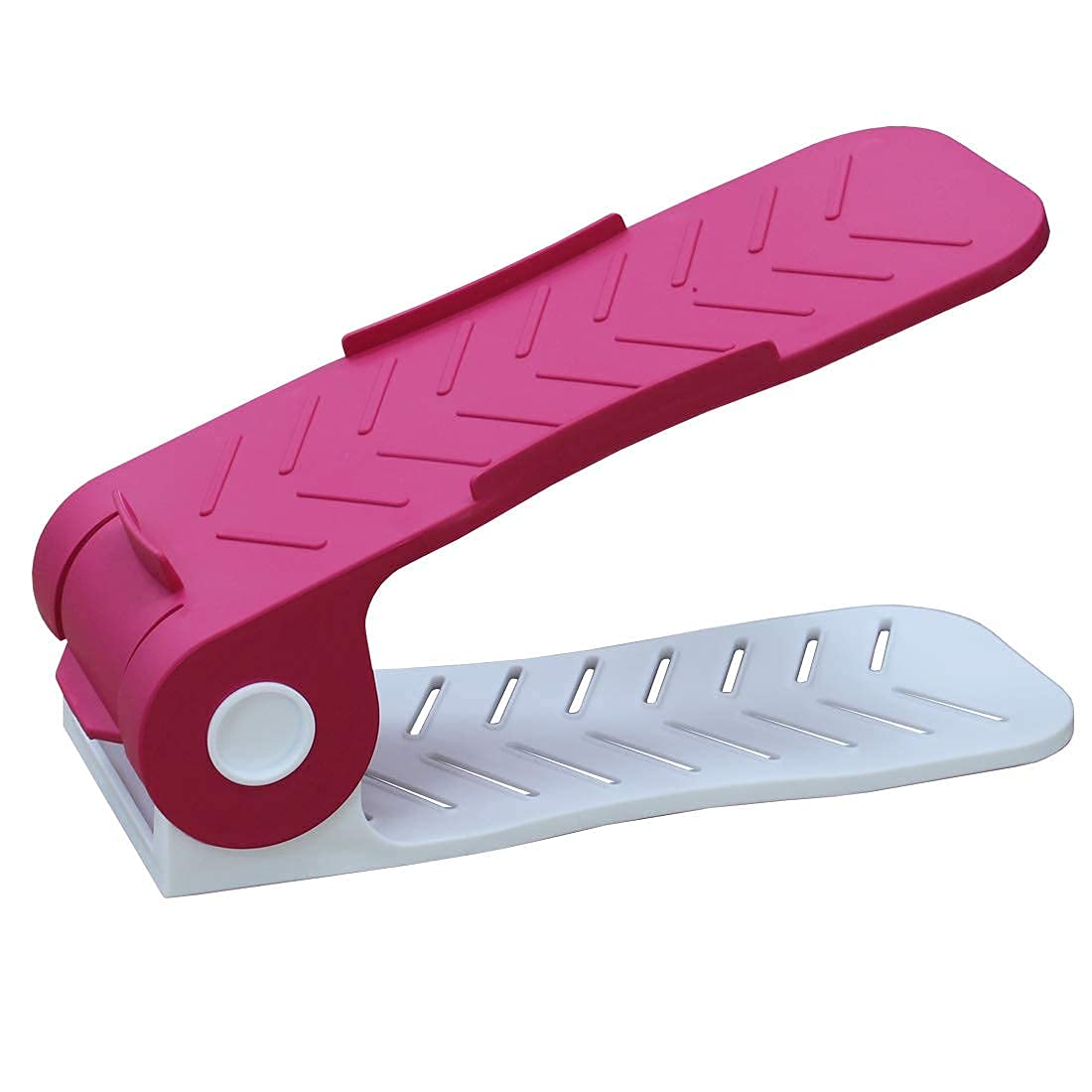 Urban LuxyAdjustable Shoe Organizers, Adjustable Shoe Slots Organizer, Portable Shoe Rack, Space Saver Rack Holder (12, Pink And White,Plastic, Acrylonitrile Butadiene Styrene)