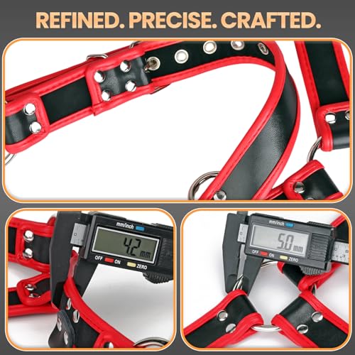 Men's PU Leather Chest Harness – Adjustable Shoulder Belt for Fashion Styling, Red Black Costume Accessory for Punk Party and Cosplay4