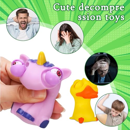 TECHEEL Squeeze Spielzeug 4 Stück Anti Stress Spielzeug Popping Out Eyes Squeeze Toys Stress Squeeze Spielzeug Pinch-Spielzeug Augen Out Stressbälle für Kinder Erwachsene Angst Stressabbau Stressball