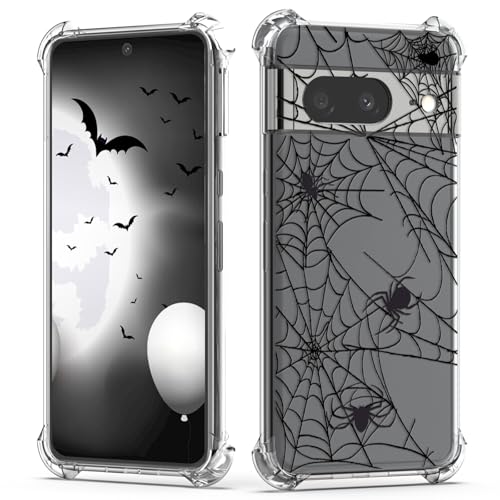 Coque Pixel 7 antichoc silicone transparent motif Halloween araignée