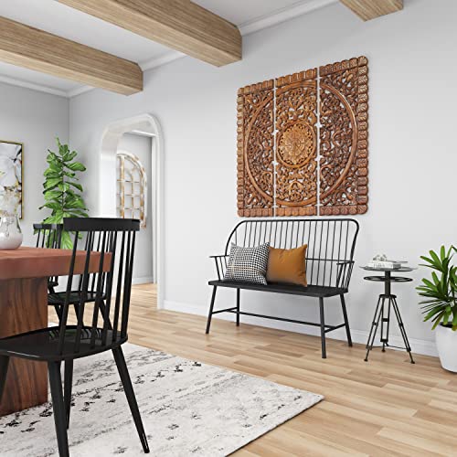 Deco 79 Metal Film Reel Accent Table With Tripod Legs And Glass Top, 15" X 15" X 25", Black #TOP6