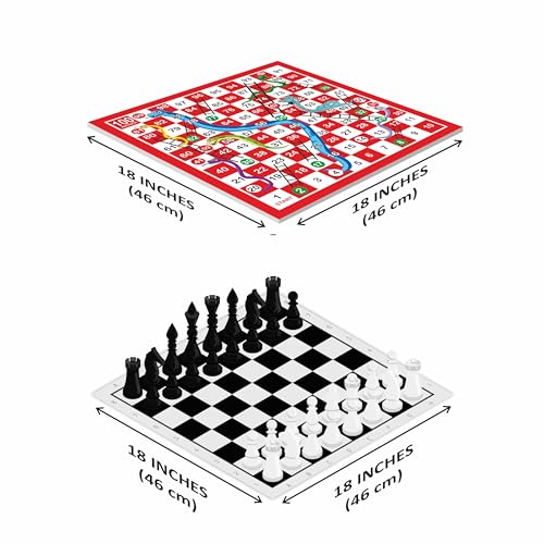 Image of Ankit Toys & Games 2in1 Chess and Snakes & Ladders Deluxe Board Game Premium Multi-Game Set Classic Strategy and Fun Game for Kids and Adults for Ages 6+ (Board Size 46 * 46 Cm)