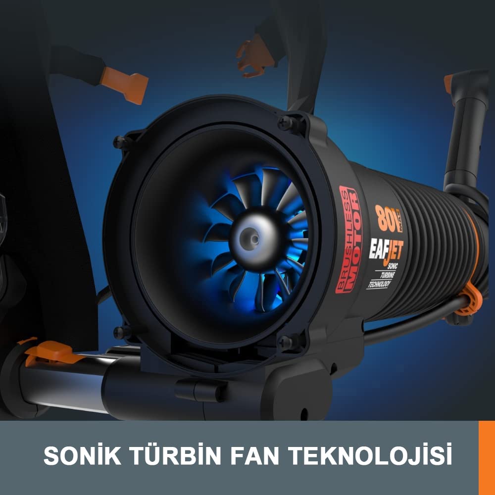 WORX WG572E Nitro Power Share to Bezszczotkowa Dmuchawa Plecakowa Zasilana przez 4 Akumulatory 20 V 4 Ah Power Share Zapewniające 80 V Mocy i Wydajności