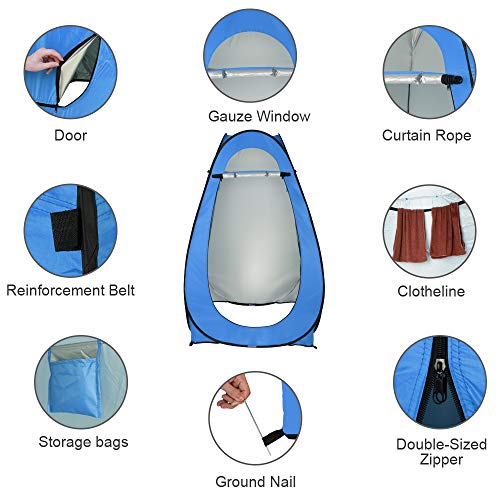 Outvita Shower Tent, refugio portátil para exteriores de 74'' para camping, senderismo, pesca y picnic con bolsa de transporte (Azul) miniatura 4