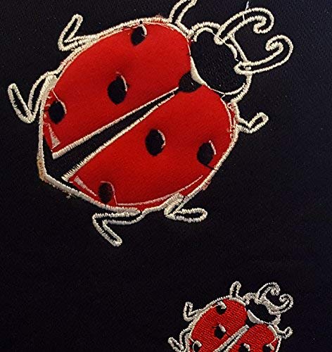 Yupbizauto New Black Flat Cloth Universal Fit Car Truck Seat Covers with Embroidery Logo Headrest Covers Support 60/40 Split Seats (Ladybug)