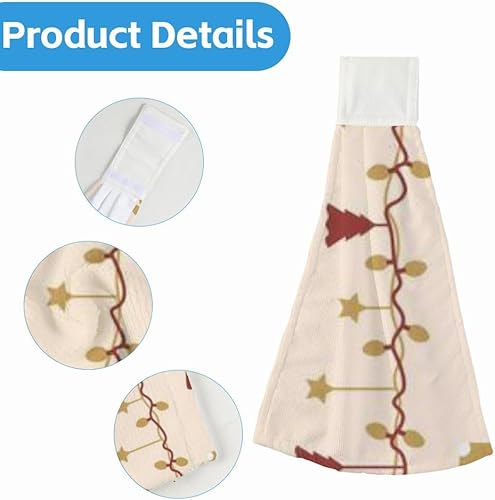 Miniatura 3 de Retro Christmas Ornaments Kitchen Hand Towels 2 Pieces Kitchen Decor Hanging Towels with Hanging Loop Soft Absorbent Microfiber Dishcloth Towel with