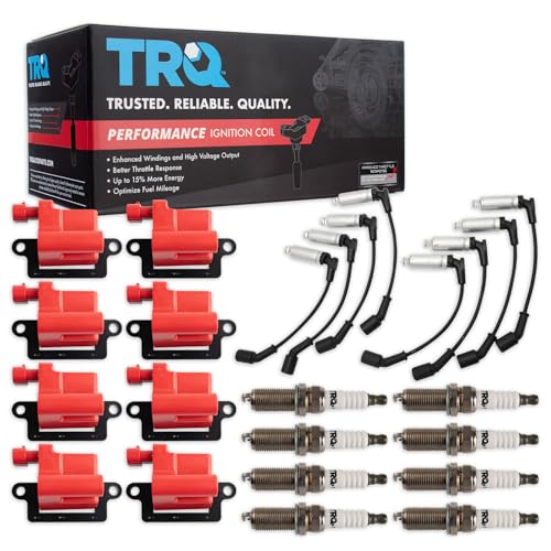 TRQ Ignition Coil & Spark Plug Kit 17 Piece Iridium Spark Plugs Compatible with 2003-2006 Chevrolet Silverado 2500 HD Avalanche 2500 Yukon XL 2500 2003-2007 Sierra 2500 HD