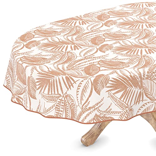 Nappe ovale imperméable beige Katrin pour table protégée