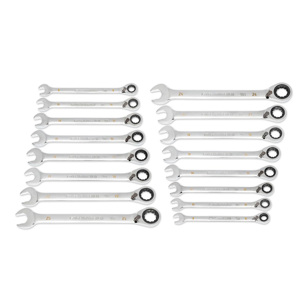 GEARWRENCH 16 Piece 90-Tooth 12 Point Metric Reversible Ratcheting Wrench Set | 86629