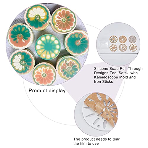 Ph Pandahall 6 Styles 2.5" Round Soap Mold Tools Silicone Swirl Latte Partition Flower Templates Soap Kaleidoscope Pull Through Mold 11.8" Stick For Handmade Soap, Christmas Candle Making, Cake Decor #TOP2
