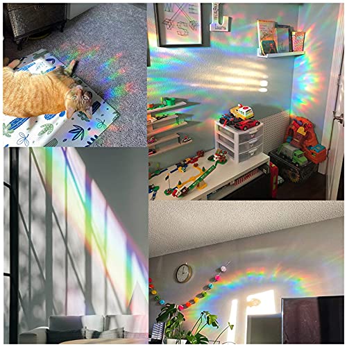Image of GORGECRAFT 2 Sizes Large Heart Rainbow Window Clings Glass Decals 3D Sun Catcher Stickers Vinyl Film Static Anti-Collision Alert Decal Prevent Birds Strikes for Valentine's Day(4 Inch /6 Inch)