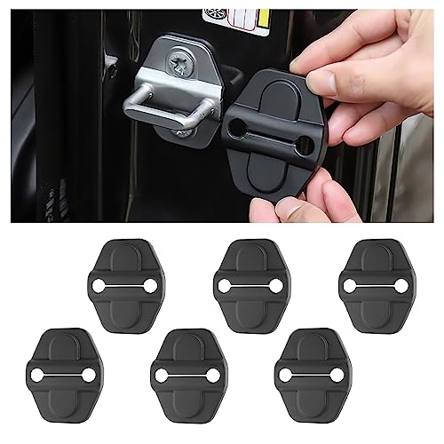 6PCS Car Door Lock Cover - Black Door Latch Lock Trim Cover Compatible with 2018-2025 Jeep Wrangler JLU JL 4XE Unlimited & Gladiator JT - Car Interior Accessories for Cars Decorations
