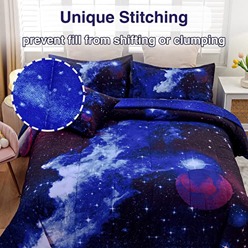 Image of A Nice Night 3D Galaxy 6Pc Queen Kids Bedding Outer Space Comforter Set