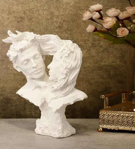 Image of ARMONIA Bust Sculpture Romantic Couple Figurine Showpiece for Home Decor | Dust Marble Love Statue | Statue for Anniversary, Valentine's Day, Wedding & Gift Items