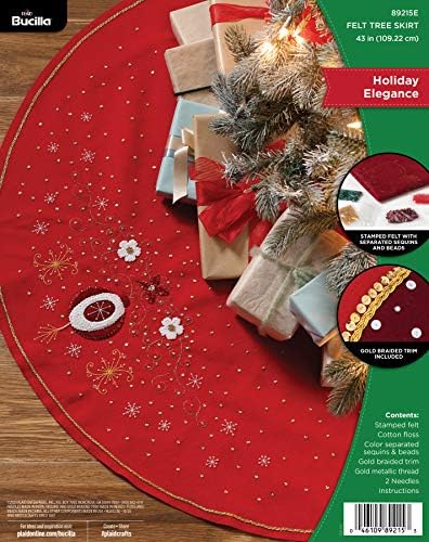 Bucilla, Holiday Elegance, Felt Applique Christmas Tree Skirt, 43"