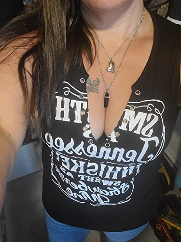 Smooth As Tennessee Whiskey Sweet As Strawberry Wine Shirt Ring Hole Sleeveless V-Neck Tank Top Womens Country Music Tee (Black, X-Large) #TOP6