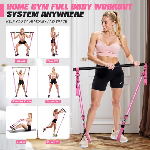 Image of KUTIZE Pilates Bar Kit with Resistance Bands, Heavy Duty Pilates Equipment for Men, Training Bands with Handles for Legs, Hip, Back, Arm, Abs, Chest, Shoulders, Portable Home Gym Workout Equipment