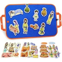 CHEFAN 4 Pack Felt Board Bible Stories Set, Flannel Board Stories Elijah and The Widow|Samson and Delilah|Joshua and The Battle of Jericho|Tower of Babel, Precut Flannel Graph Bible Toys for Kids...