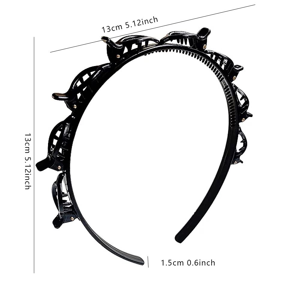 2 Pezzi Forcine Per Capelli A Doppia Frangia - Fasce Intrecciate Con Clip Antiscivolo Per Donna E Ragazza