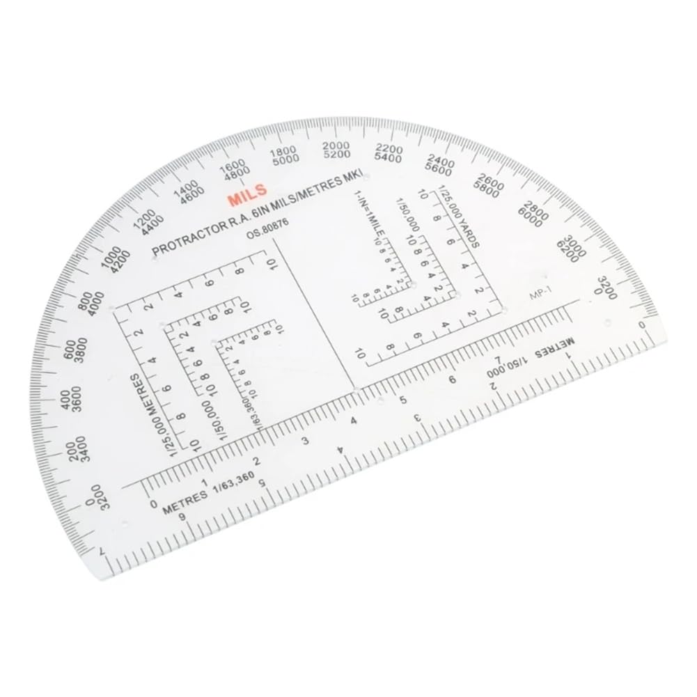 Xnuiasqe Protractor For Land Navigation, Geographic Coordinate Ruler Utm/Mgrs Coordinate Scale, 6" Ra Plastic Tool