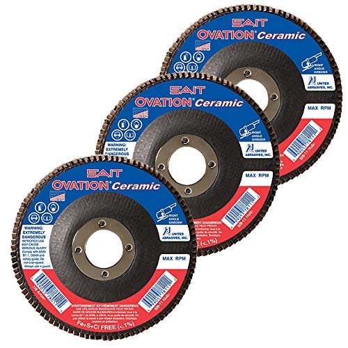 United Abrasives SAIT Ovation Ceramic Grain Type 27 Flap Discs 4-1/2 inch - 60 Grit Qty 5