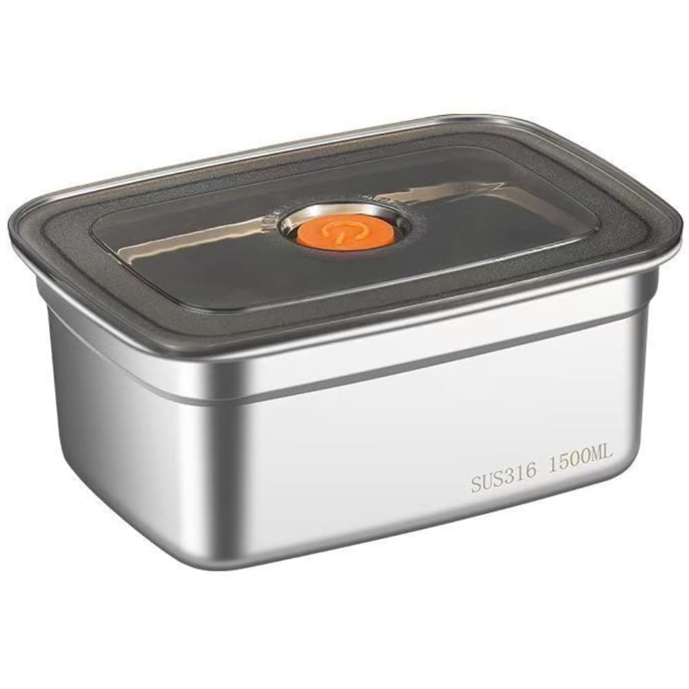EVIRA Fridge Storage Box 316 Stainless Steel Food Storage Containers | Food Grade, Leakproof Kitchen Organizer | Freshness Locking, Microwavable & Freezer Safe (1500 ML - 1 PCs)