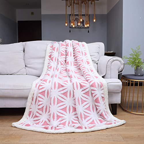 Lomao Sherpa Fleece Blanket Fuzzy Soft Bed Blanket Dual Sided Throw Blanket Fit Couch Sofa (Pink,51X63) #TOP4