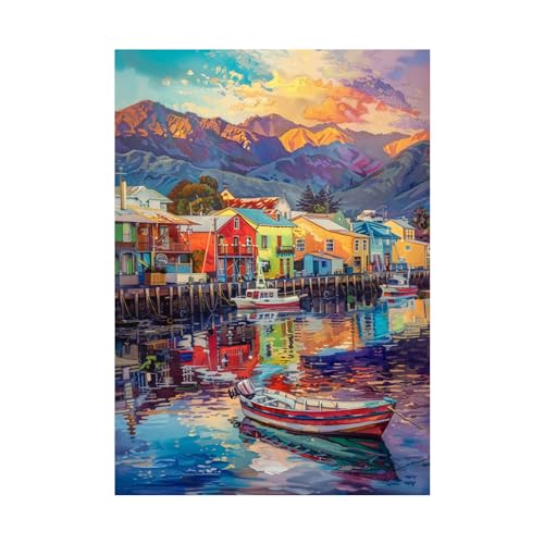 Tableau decoration murale salon port au coucher du soleil crée une ambiance zen de détente