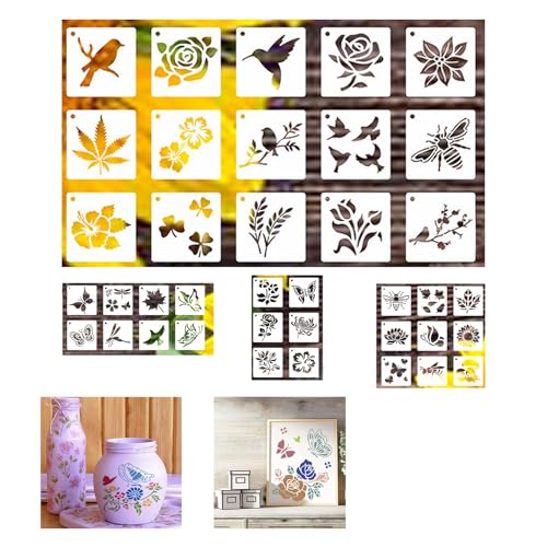 Eabdice Pochoirs de Peinture, Pochoirs de Peinture de Oiseau, Pochoirs de bordure de fleurs, pour le bricolage, la peinture, la décoration