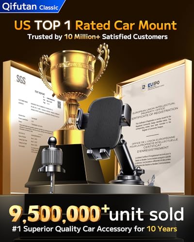 Qifutan Dash Mounted Phone Holders for Your Car Dash Phone Mount for Car Dashboard Air Vent Multi-Mount 3 in 1 Vehicle Windshield Holder Compatible Multi-Device Clip