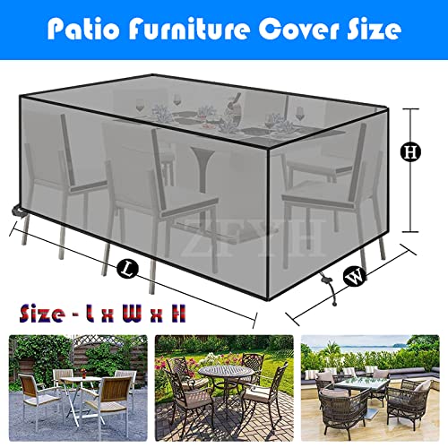 Xyxh 102" X 53" X 32" Outdoor Patio Table Covers, Rectangle Patio Furniture Cover, Garden Furniture Covers Waterproof, Anti-Snow Windproof Breathable Oxford Fabric Tear-Resistant #TOP4