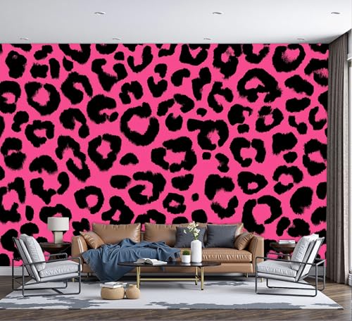 Papier Peint Imprimé Léopard Abstrait Solution Murale Salon Chambre Rose - 6