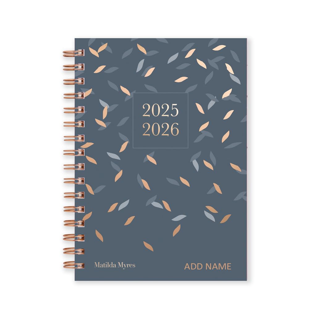 Matilda Myres 2025-26 Diary | A5 Week in View Mid Year Diary | Academic Year July to July Diary | Hardback Wiro Covers | Weekly Layout | 25-26 Diary | Personalised Version | Grey