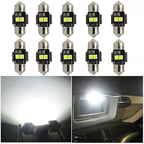 WLJH 10x Canbus White 3030 LED DE3021 DE3022 28mm 29mm Festoon Lamp Bulb Car Auto Interior Dome Map Reading Sunvisor Vanity Mirror Light Cover