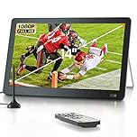 Desobry 14 inch Portable TV with Antenna 1080P freeview outdoor tv with DVB/T2 Tuner Rechargeable Battery Operated Mini TV LCD,Built-in Stand,HDMI Input,USB,AV