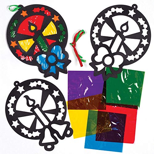 Baker Ross Kits Guirnaldas navideñas Efecto de cristal tintado (Pack de 6) - Artes y manualidades festivas
