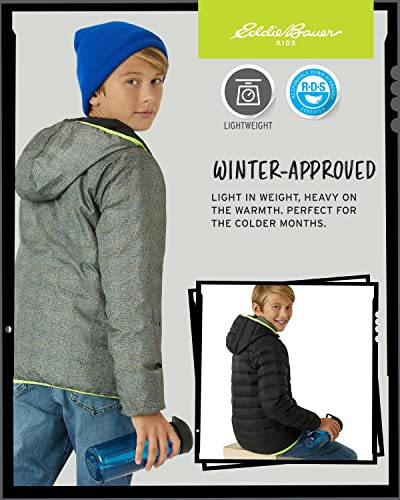 Image of Eddie Bauer Kids' Reversible Jacket - Weather Resistant Quilted Down Coat for Boys and Girls (3-20)