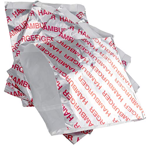 Retro, Grease Proof Burger Wrappers 10Pk. Insulated, Pro Quality Bulk Hamburger Bags are