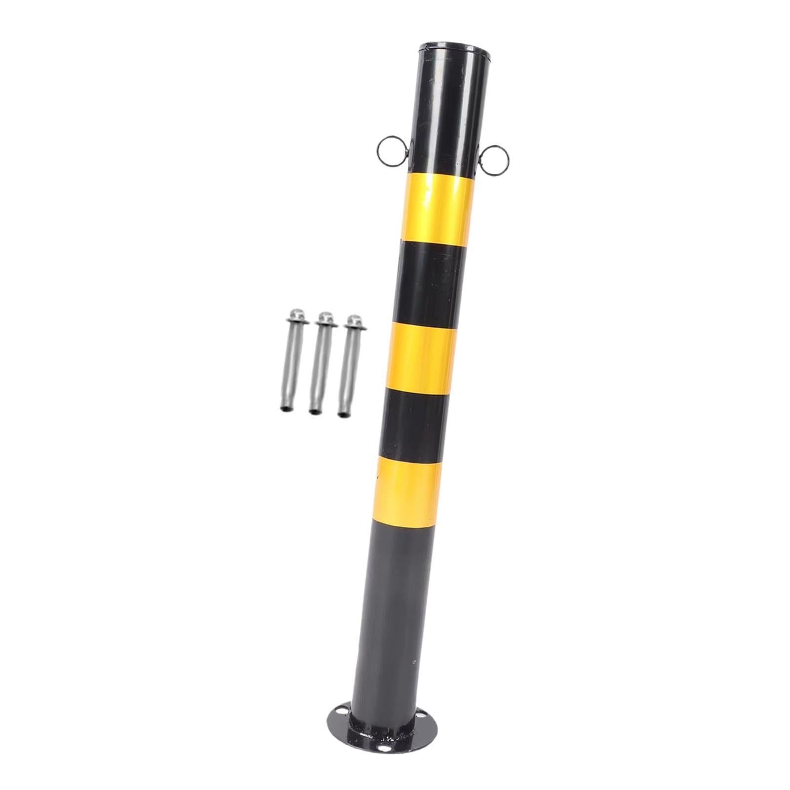 perfk Bolardo de estacionamiento de seguridad Bolardo de estacionamiento de 30' de alto de acero Accesorio protector profesional negro y amarillo para, Anillo Doble
