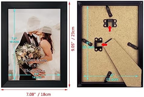 EXYGLO Black 8x6 Photo Frame Set of 6, Display 6x8 Inch Picture for Wall Hanging or Table Top Standing