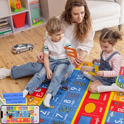 Image of KC Cubs: Educational Rug: ABC Alphabet, Numbers & Shapes - 3x5' Playmat - Interactive Play, Activity Area Carpet, Bedroom-Classroom, Baby-Toddler-Kids