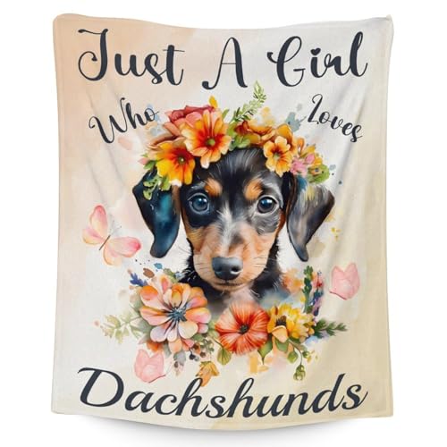 Dachshund Throw Blanket for Teen - 50x60 Inches Throw Size - Soft Fluffy Cozy Blankets Gift - Colorful Cute Blanket Throws for Living Room Decorative