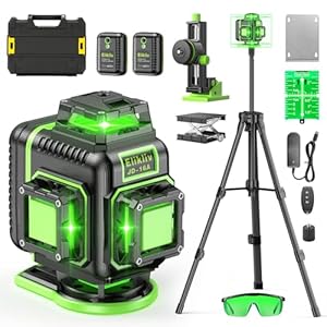 Laser Level 360 Self Leveling with Tripod, Elikliv 4D Laser Level, 165Ft Green Laser Level Lines Tool, 4×360° Cross Line Laser for Construction, Picture Hanging, Floor Tile, Renovation