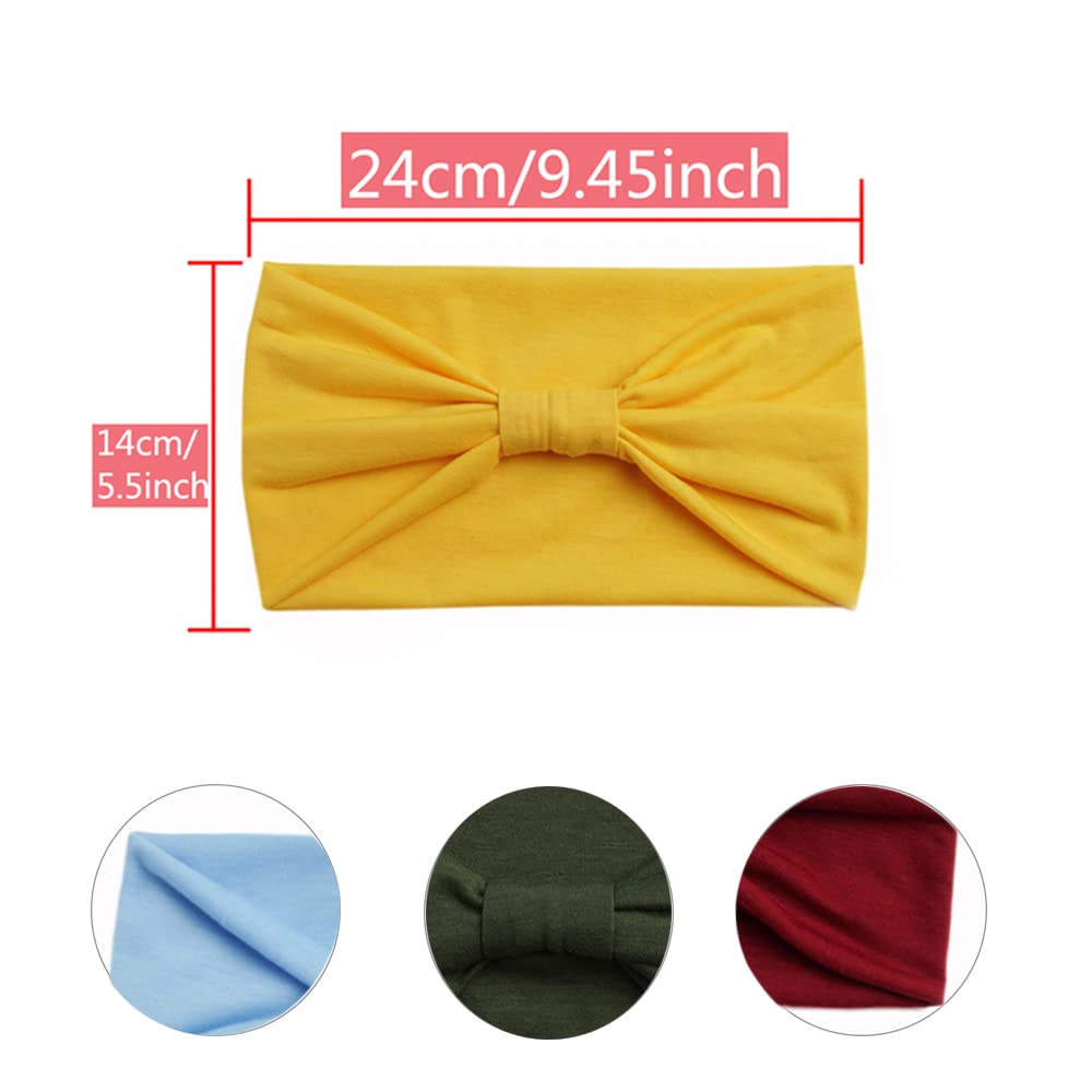 4Pcs Headbands for Women Wide Knotted Turban Bandana Boho Head Scarfs Wraps Yoga Hairbands Fabric Elastic Headband Sport Running Headscarves (PlainRed) - Image 2