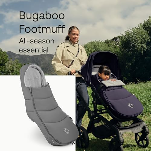 Image of Bugaboo Footmuff - All-Season Stroller Accessory Weatherproof Climate Control Removable and Reflective (Moon Grey) | Essential pram accessory for any season, moon grey